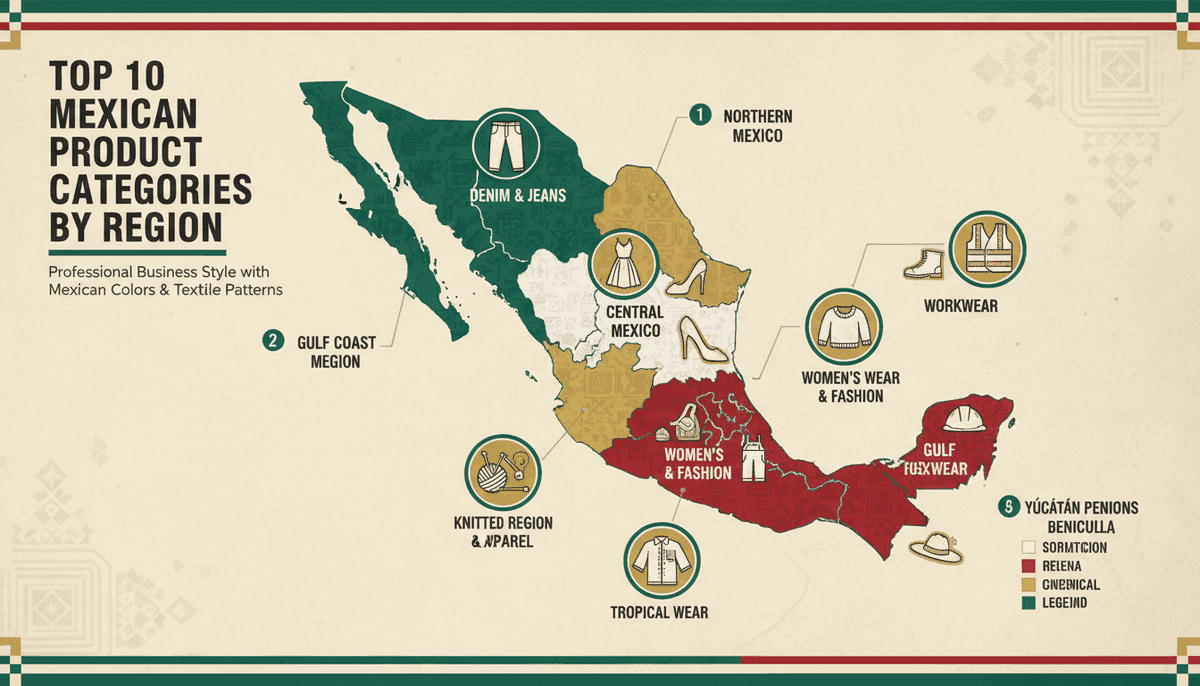 Top 10 Mexican Apparel Product Categories by Region
